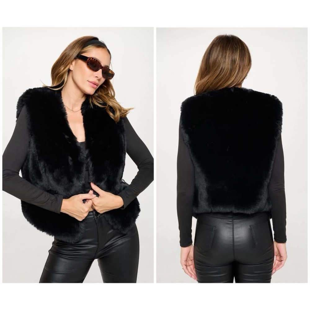 Luxe Black Faux Fur Vest